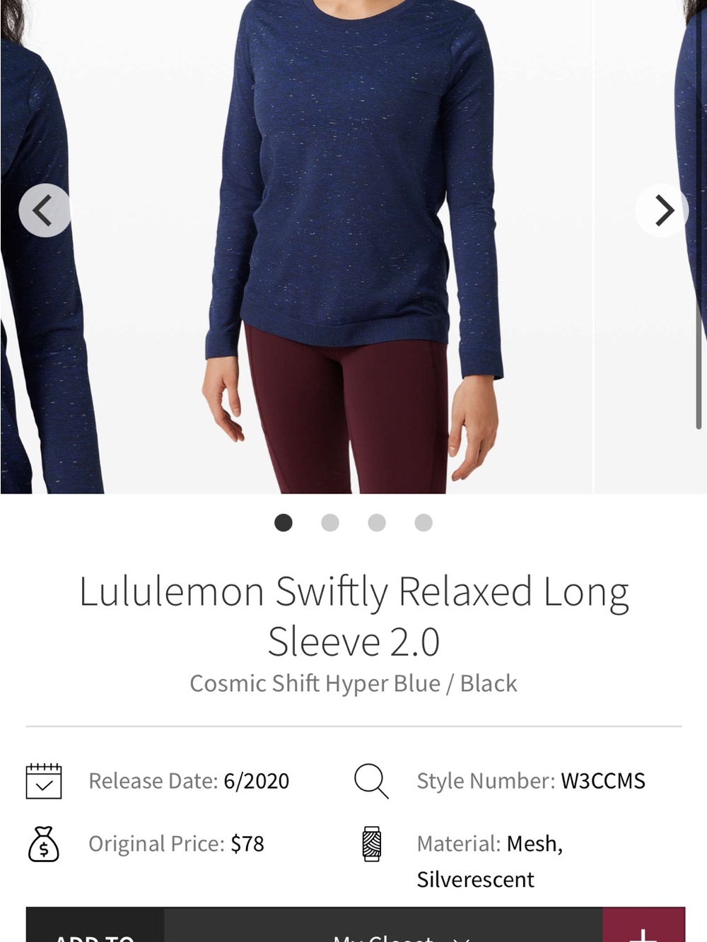 Lululemon Swiftly Relaxed Long Sleeve 2.0 - Cosmic Shift Hyper Blue/Black